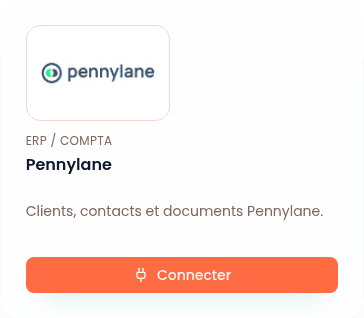 Connexion pennylane dans Flex CRM — données de démonstration