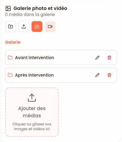 Galerie photo et vidéo sur mobile — données de démonstration